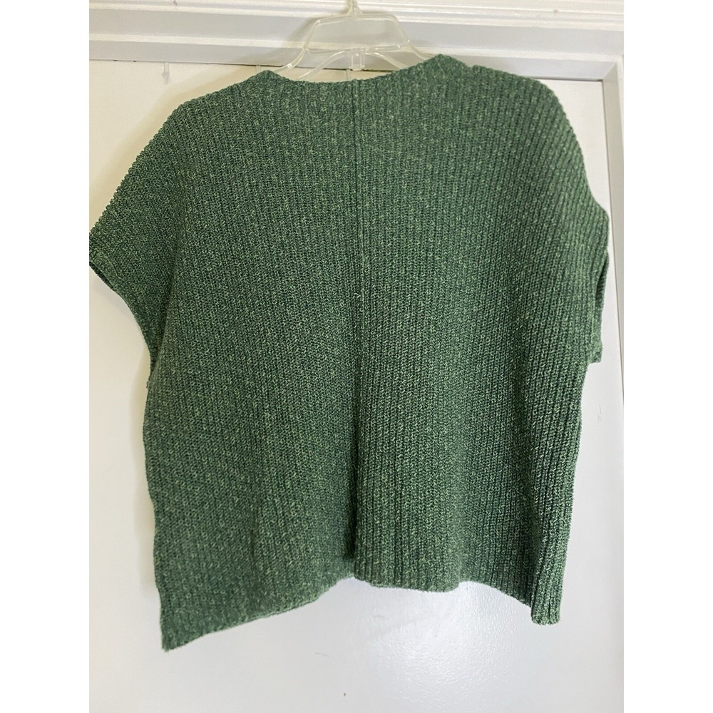 FREE PEOPLE BEACH Green Cotton Ribbed Sleeveless Sweater L Boxy - Picture 2 of 3